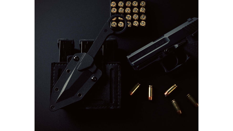 DoubleStar Ahab-X Fixed Knife, 3in, SK5, Black Coarse G10, Black, DSKI101