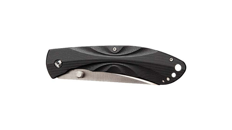 DoubleStar Folding Knife, D2 Tool Steel, 8 inches, Brimstone, Satin Blade Black Handle, DSKI100-BLKSA
