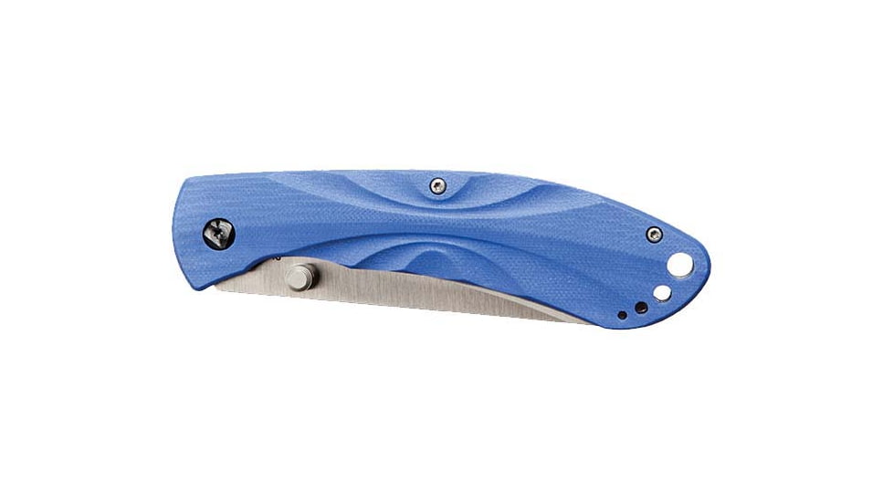 DoubleStar Folding Knife, D2 Tool Steel, 8 inches, Brimstone, Satin Blade Blue Handle, DSKI100-BLSA