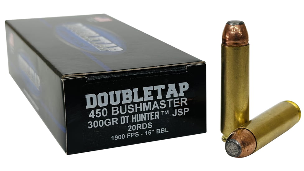 DoubleTap Ammunition 450Bushmaster 300gr Jacketed Soft Point Rifle Ammo, 20 Per Box/25 Case, 450B300SP