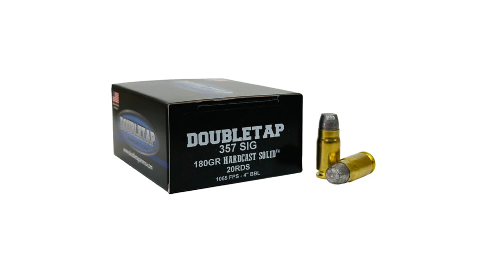 Doubletap Ammunition Hardcast Solid .357 Magnum, 180 grain, Hard Cast Flat Nose, 20 Rounds Pistol Ammo, 357S180HC
