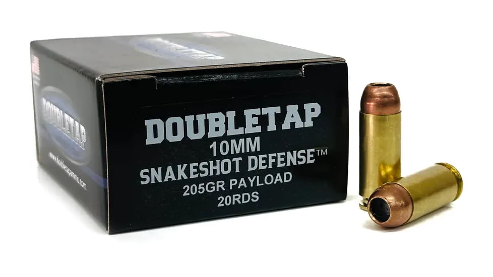Doubletap Ammunition SnakeShot Defense 10mm Auto 205 Grain JHP Brass Cased Pistol Ammo, 20 Rounds, 10MMSS20