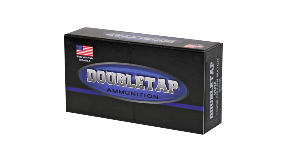 Doubletap Ammunition Target 9mm Luger, 115 grain, Full Metal Jacket Boat Tail, 50 Rounds Rifle Ammo, 223R62T50