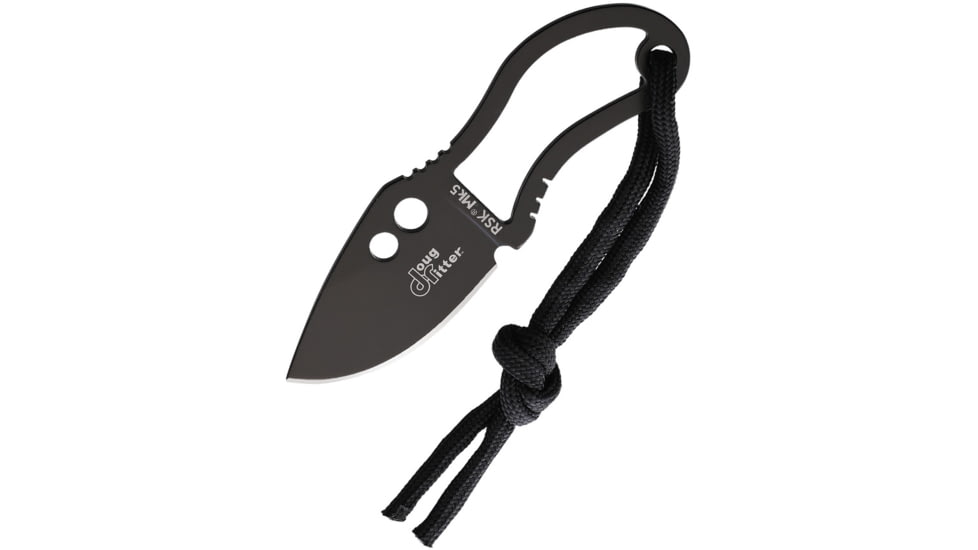 Doug Ritter RSK MK5 Fixed Blade Black Knife, 1.75 black coated 2Cr13 stainless blade, Skeletonized handle, DRMK5K / 2380K