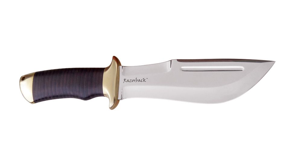 Down Under Knives Razorback Fixed Blade Knife, 7in, Black Leather Wrapped Handle DUKRB