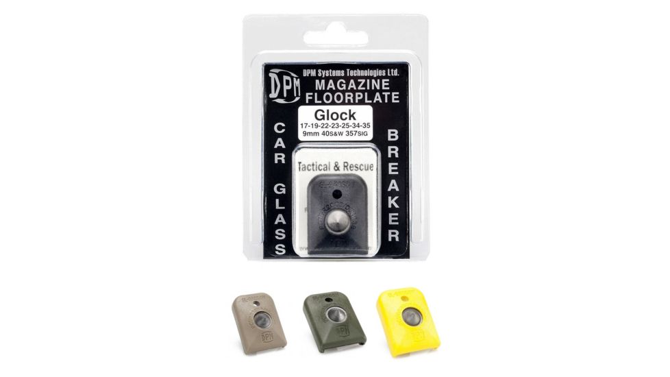 DPM Polymer Magazine Floorplate - Car Glass Breaker for Glock/SW/Sig, Black, Desert Tan, Green, Yellow