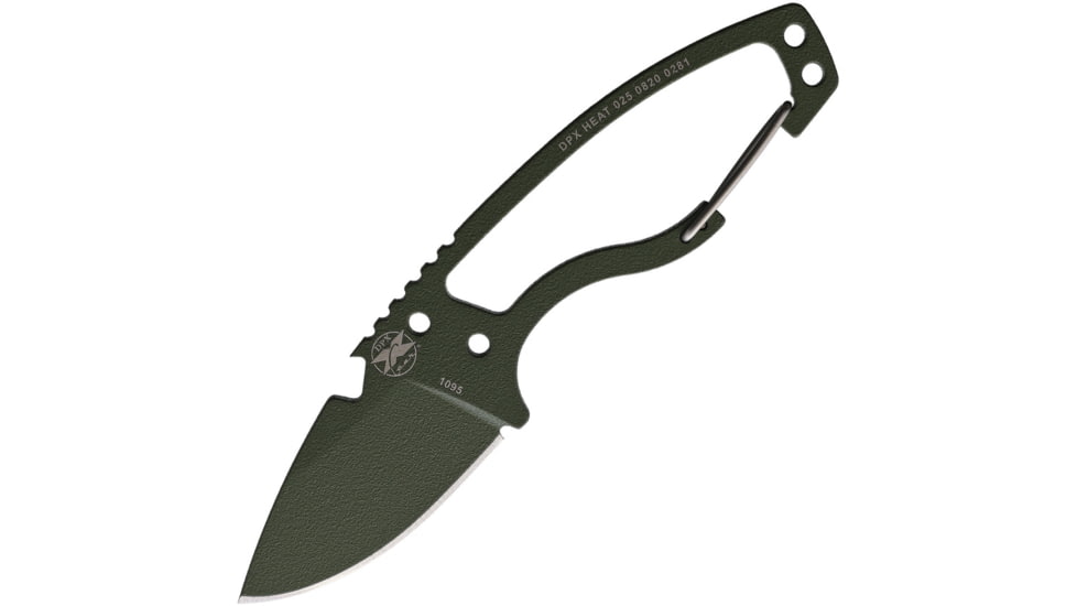 DPx Gear HEAT Hiker OD Green Knife, 2.5 OD green ceramic coated 1095HC steel blade, Skeletonized handle, DPHTX025
