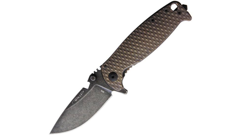 DPx Gear HEST-F Framelock Folding Knife, Bronze, Bronze textured titanium handle, DPHSF015