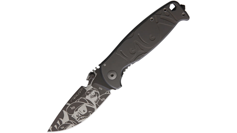 DPx Gear Mr. DP HEST/F Linerlock Folding Knife, 3.25 black PVD coated Bohler M390 stainless blade, Sand blast finish titanium handle, DPHSF020