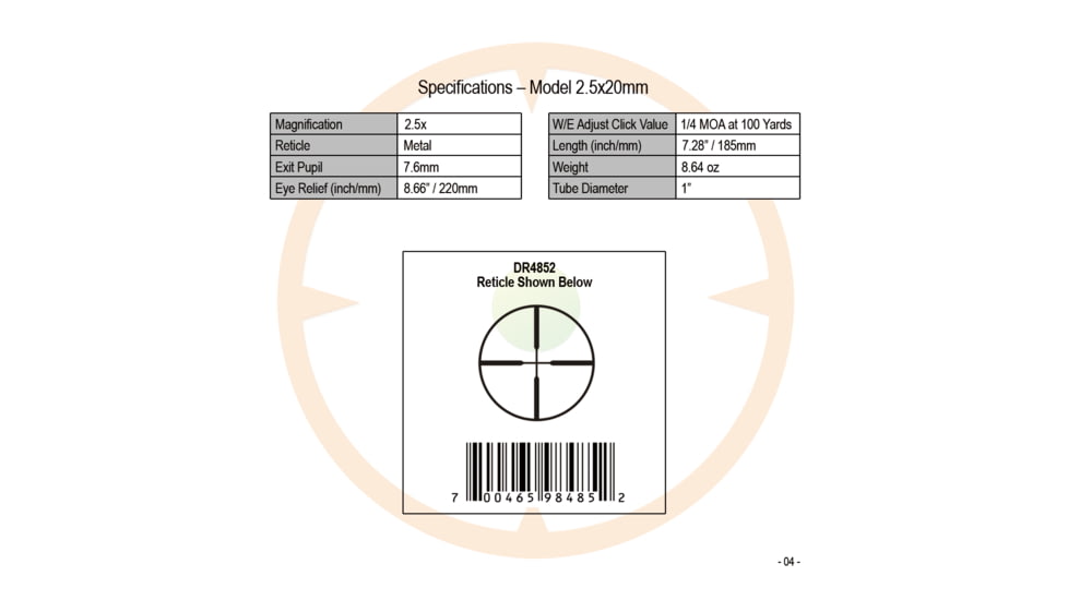 Dead Ringer Dead Ringer 2.5x20mm Scope, Black, DR2728