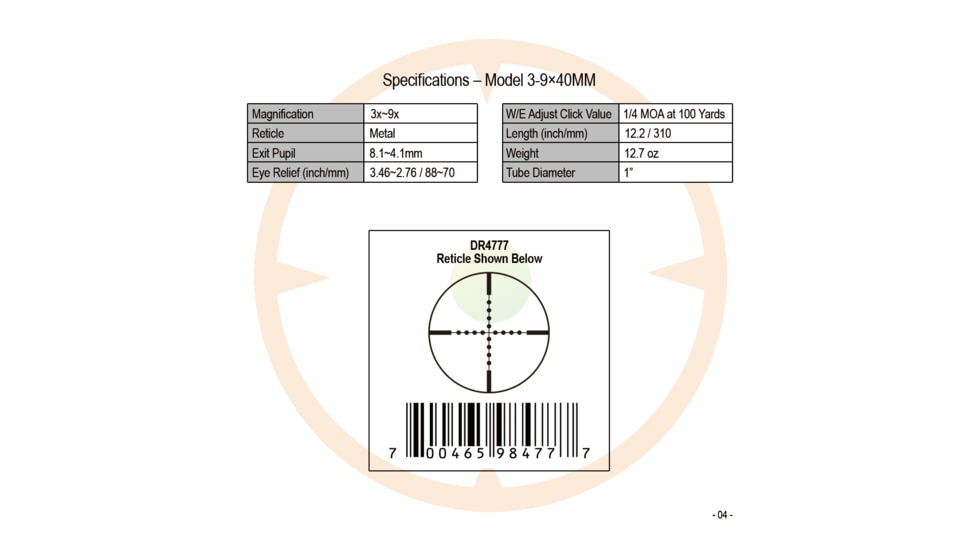 Dead Ringer Dead Ringer 3-9x40 Scope, Black, DR4777