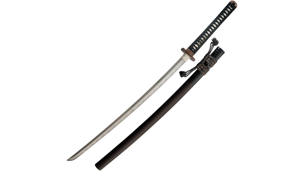 Dragon King Pine Crane Katana, 28 blade, Black cord wrapped white rayskin handle, SD35290