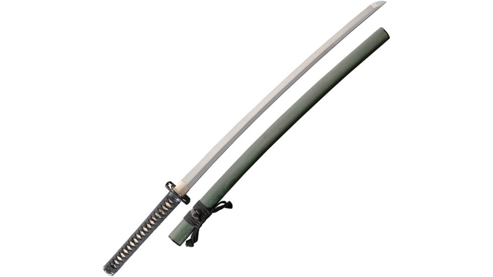 Dragon King Summer Lotus Katana Fixed Blade Knife, 28.125in, Carbon Steel, White Ray Skin Handle DRK35200
