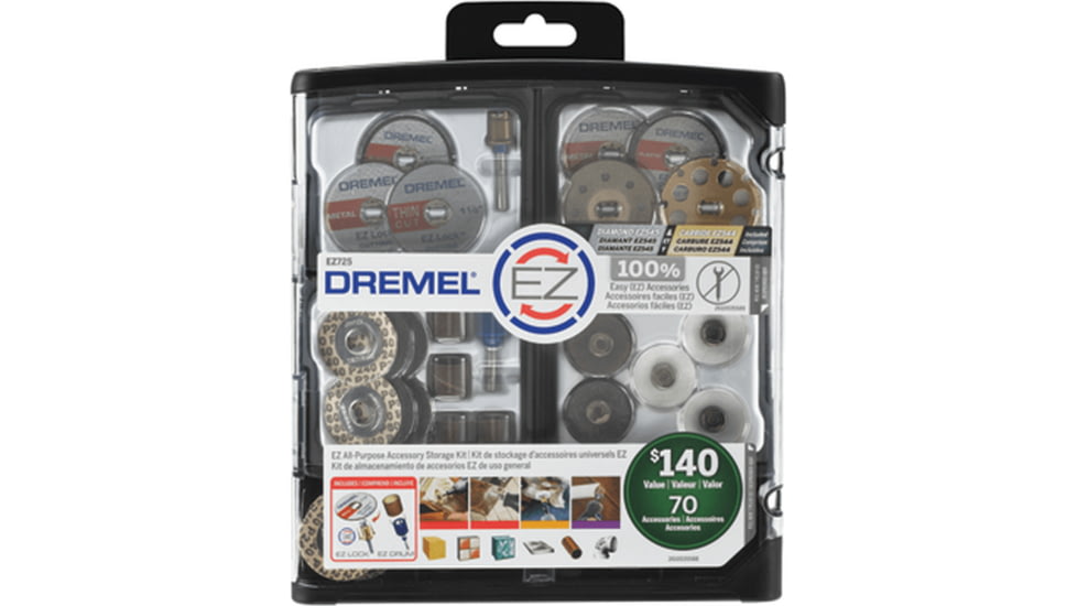 Dremel 70-Piece EZ All-Purpose Accessory Storage Kit, Gray, EZ725