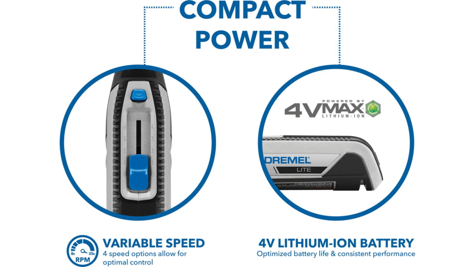 Dremel Lite 4-Volt Multipurpose Cordless Rotary Tool, Gray, 7760-N/10