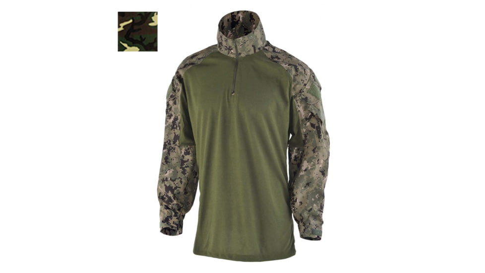 DRIFIRE FORTREX FR Combat Shirt - Men's, Short, NATO Woodland, Small, DF2-550CS-NW-SMS