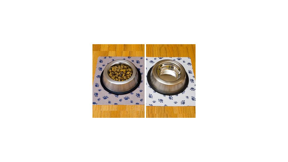 Drymate Dog Bowl Place Mat, Paw Stripe, Grey/ Black, 16 x 28 DPM1628YSBP