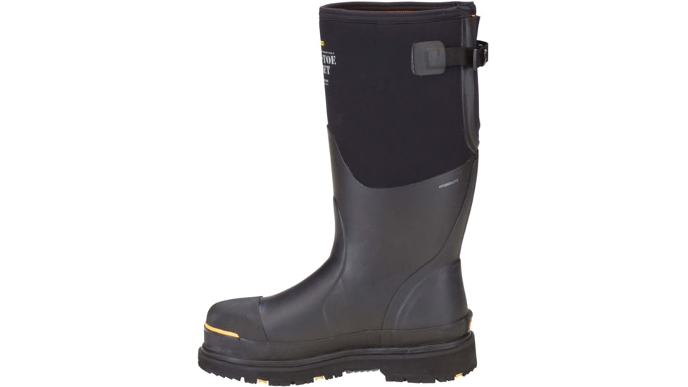 Dryshod Steel-Toe Adjustable Gusset Work Boot, Black/Yellow, 16, STG-UH-BK-016