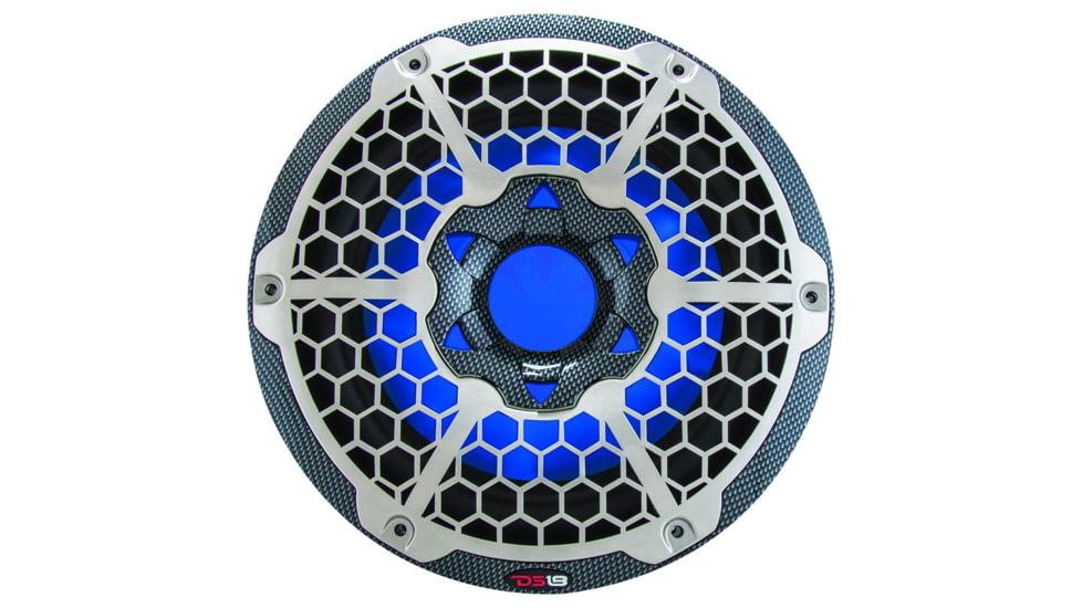 DS18 HYDRO 10in Subwoofer w/RGB Lights - 600W, Single, Carbon Fiber, CF-10SUB