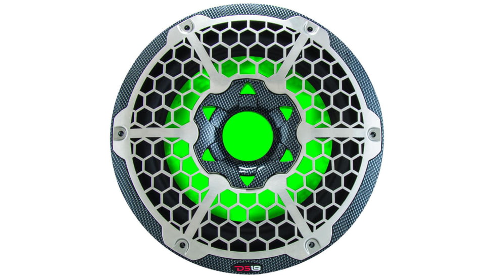 DS18 HYDRO 10in Subwoofer w/RGB Lights - 600W, Single, Carbon Fiber, CF-10SUB