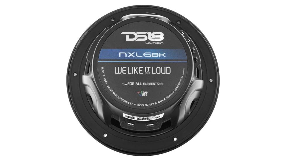 DS18 HYDRO 6.5in 2-Way Marine Speakers w/RBG LED Lights 300W, Matte Black, NXL-6BK