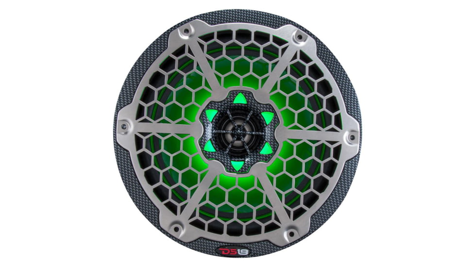 DS18 HYDRO 6.5in 2-Way Marine Speakers w/RGB LED Lights 375W, Black Carbon Fiber, CF-65