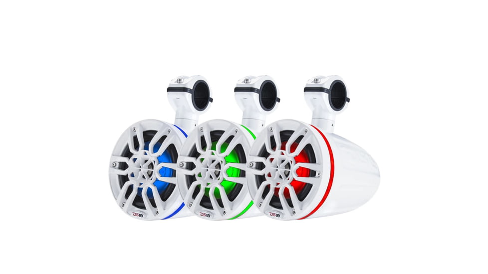 DS18 HYDRO 6.5in Wakeboard Pod Tower Speaker w/RGB LED Light - 300W, White, NXL-6TPW