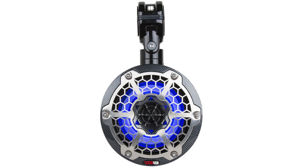 DS18 HYDRO 8in 2-Way Wakeboard Pod Tower Speakers w/1.5in Compression Driver &amp; RGB Lights - 600W, Black, CF-8TPBNEO