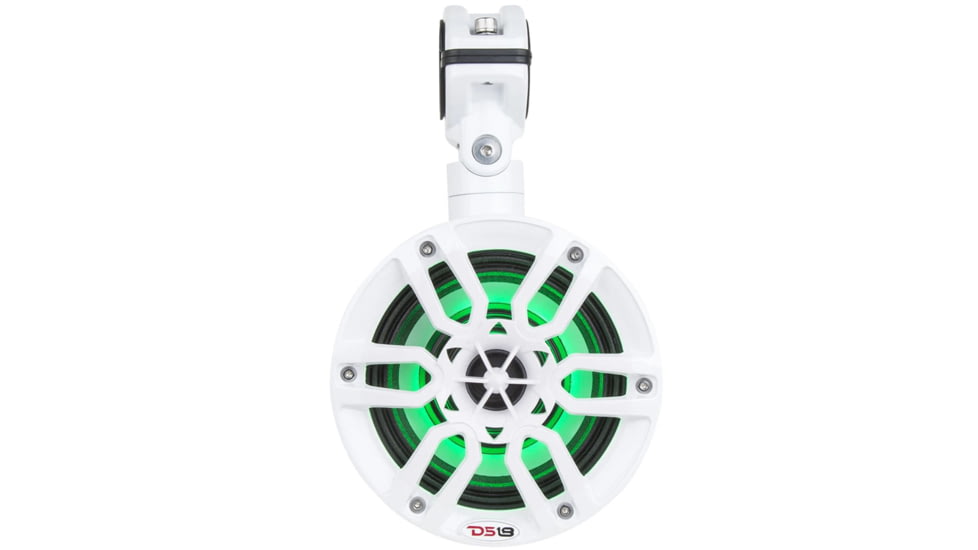 DS18 HYDRO 8in 2-Way Wakeboard Pod Tower Speakers w/1in Compression Driver &amp; RGB LED Lights - 540W, White, NXL-8TPWNEO