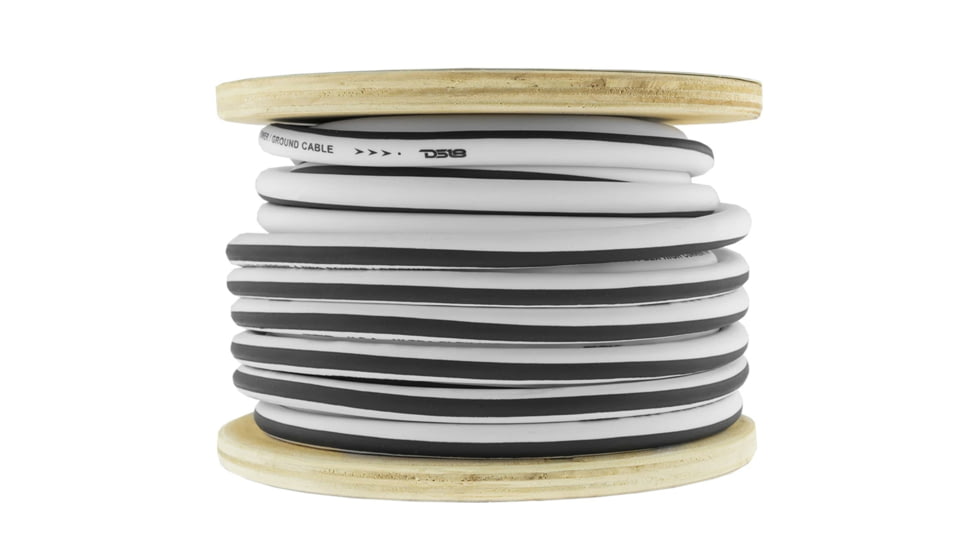 DS18 HYDRO Marine Grade OFC Ground Wire 4 GA - 50ft Roll, White/Red, MOFC4GA50G