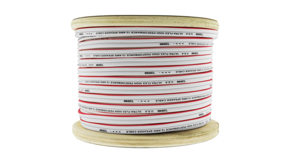 DS18 HYDRO Marine Grade OFC Speaker Wire 12 GA - 150ft Roll, White/Red, MOFC12GA150SW