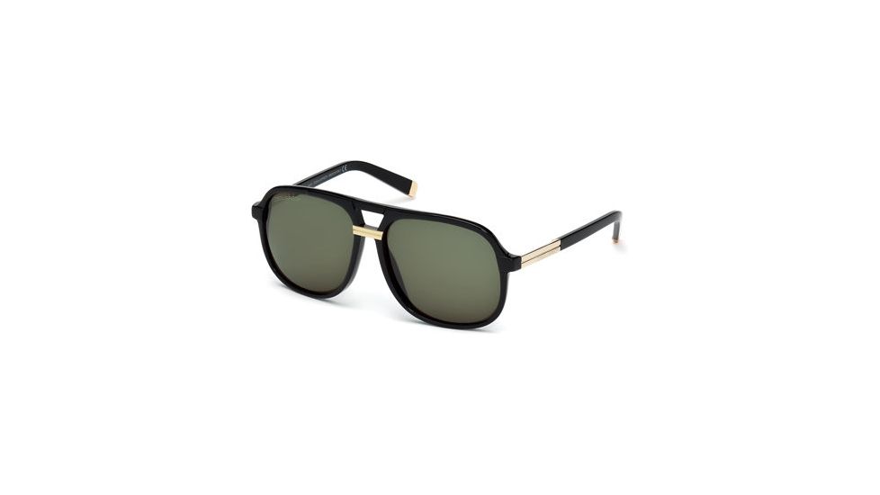 DSquared DQ0071 Sunglasses - Shiny Black Frame Color, Green Lens Color
