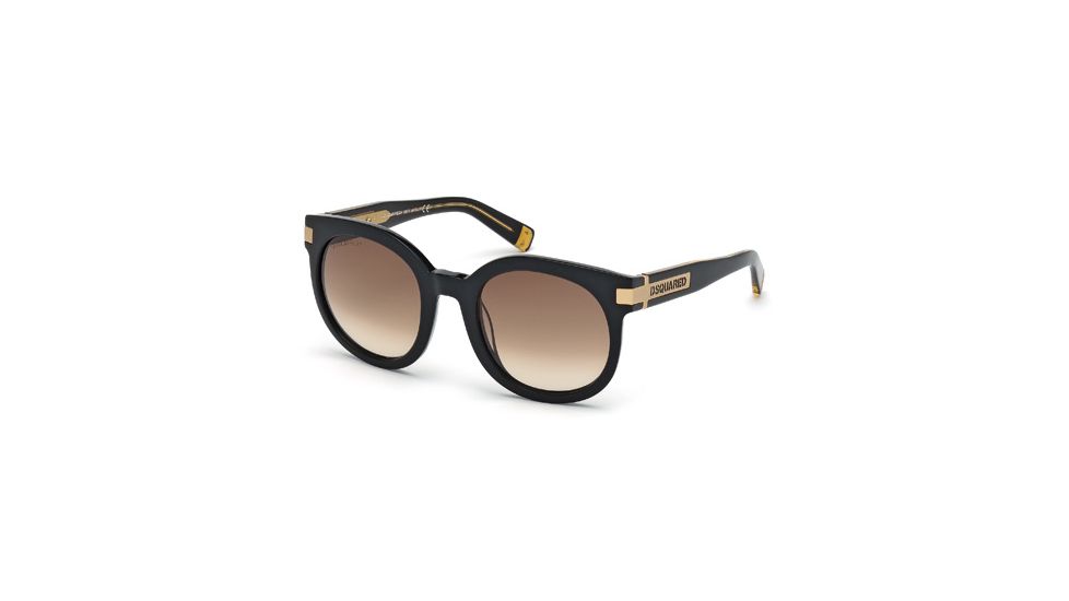 DSquared DQ0134 Sunglasses - Shiny Black Frame Color, Brown Gradient Lens Color