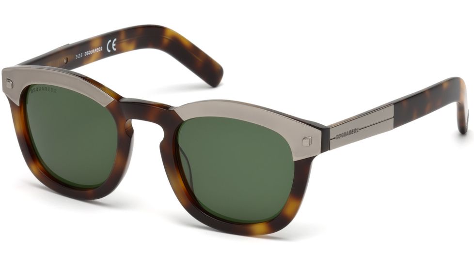 DSquared DQ0248 Eyewear - Unisex - Sunglasses - Havana Frame Color, Green Lens Color