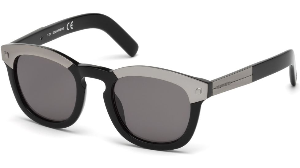 DSquared DQ0248 Eyewear - Unisex - Sunglasses - Shiny Black Frame Color, Smoke Lens Color