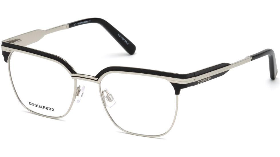 DSquared DQ5240 Eyeglass Frames - Shiny Palladium Frame Color, Shiny Palladium Lens Color