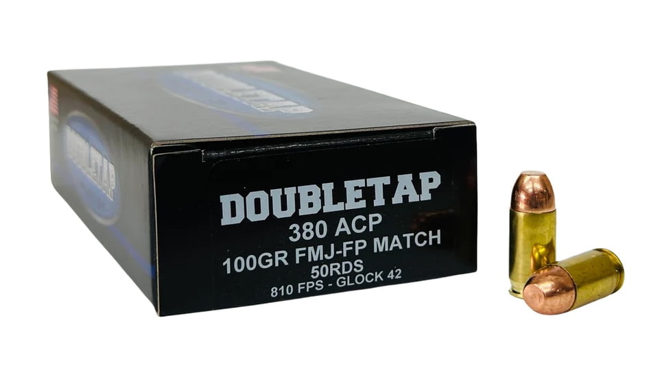 Doubletap Ammunition .380 ACP 100 Grain Full Metal Jacket Pistol Ammo, 50 Rounds, 380ACP100FMJ