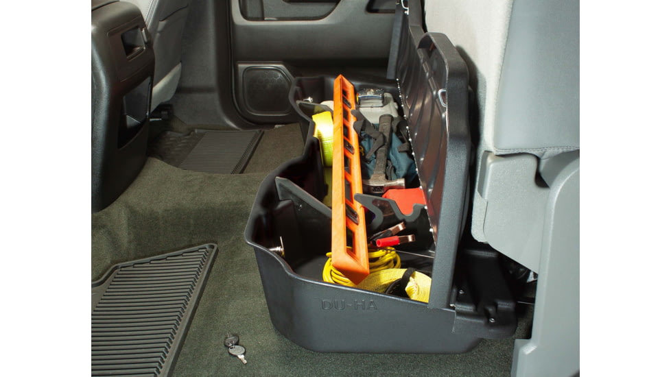 Du-Ha Underseat Chevrolet/GMC Silverado/Sierra Storage, 14-18 Light Duty/15-19 Heavy Duty Crew Cab w/ Lockable Lid, Black, 10307