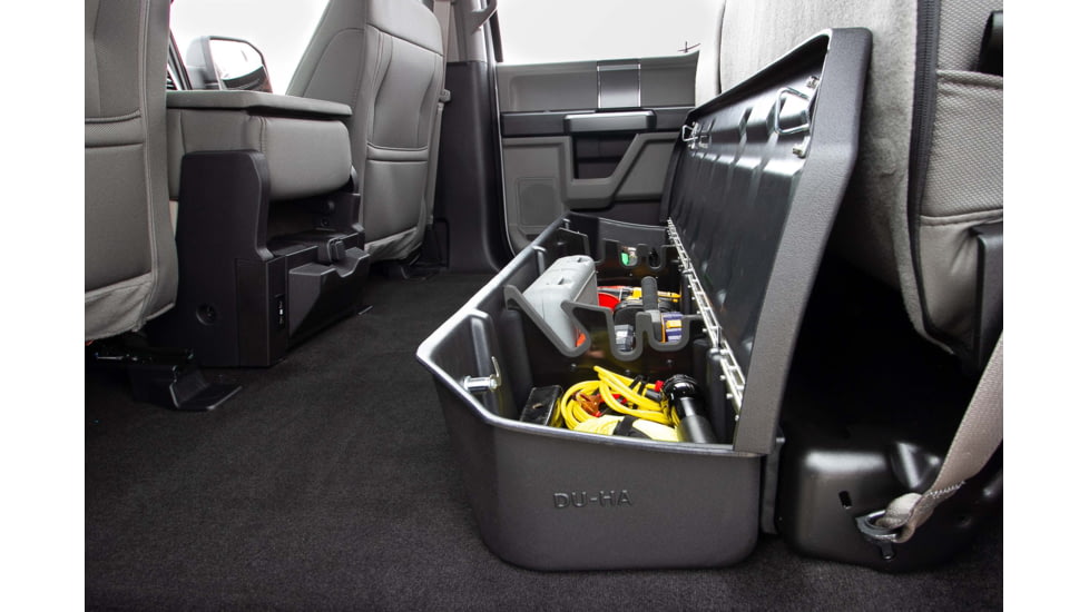 Du-Ha Underseat Storage for 15-22 Ford F-150 Super Crew Cab Black with lockable lid, Black, 20116