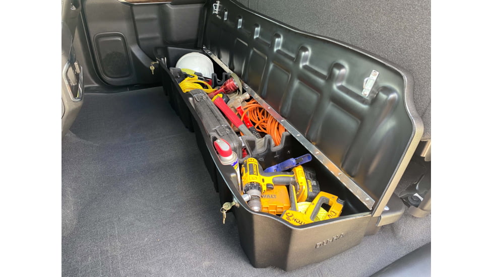 Du-Ha Underseat Chevrolet/GMC Silverado/Sierra Storage, 19-22 Light Duty/20-22 Heavy Duty Crew Cab w/ Lockable Lid, Black, 10410