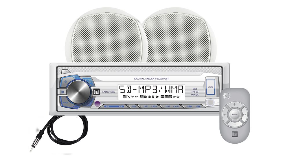 Dual Mechless Single Din USB/MP3/WMA/AM/FM Media Receiver - 60x4, Front 1A USB, SD Input, 10 Character LCD, White MCP105S