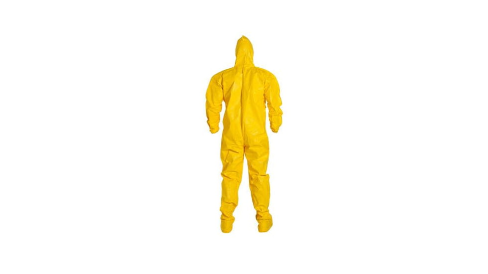 DuPont Tychem 2000 Coveralls w/Standard Hood and Attached Socks, Bound Seams, Yellow, Large CS12 QC122BYLLG00