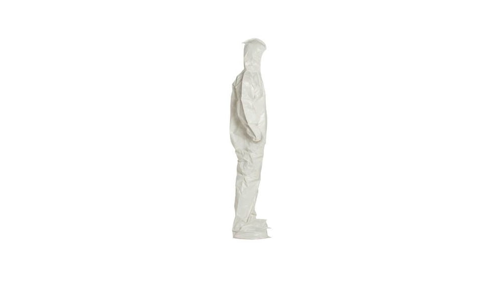 DuPont Tychem 4000 Coverall w/Standard Fit Hood and Attached Socks, White, L, 12 Pack, SL122BWHLG00