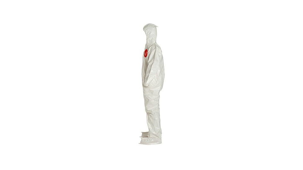 DuPont Tychem 4000 Coverall w/Standard Fit Hood and Attached Socks, White, L, 12 Pack, SL122BWHLG00