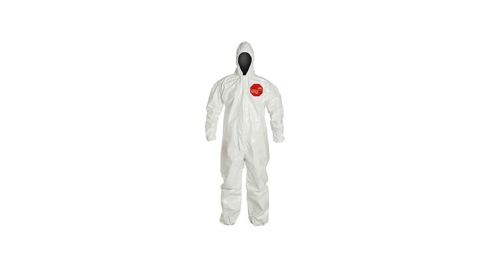 DuPont Tychem 4000 Coveralls w/Standard Hood, Taped Seams, White, Large, 6 Pack, SL127TWHLG0006