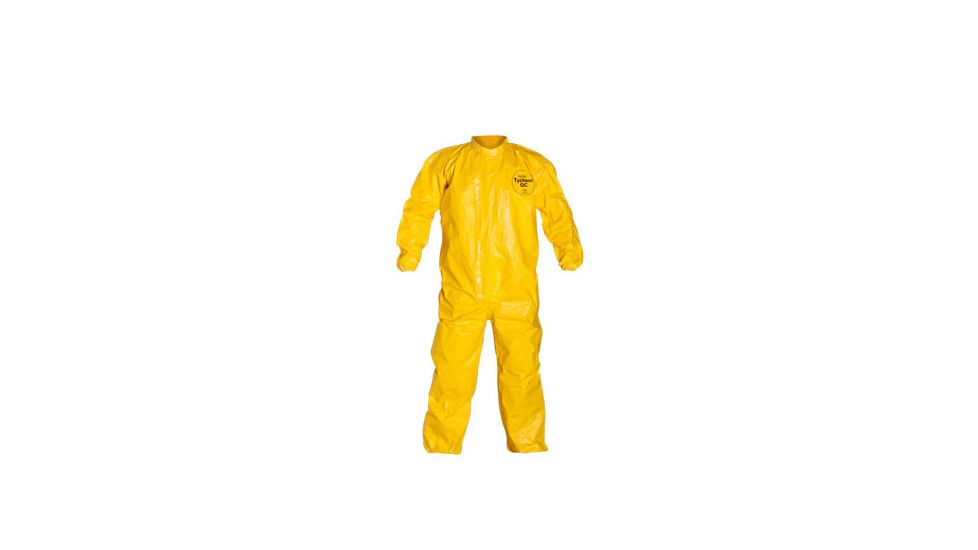 DuPont Tychem QC Yellow LG Coveralls with Laydown Collar and Elastic Wrists w/ Ankles, Case of 4