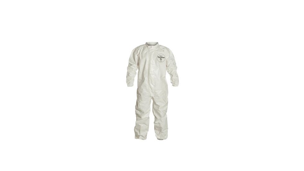 DuPont Tychem SL White LG Coveralls with Laydown Collar and Elastic Wrists w/ Ankles, Case of 6