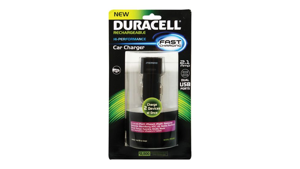 Duracell Dual USB Car Charger, Black PRO208