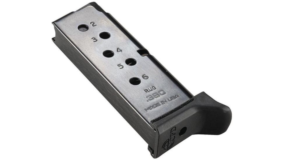 Duramag CBS Magazine, Ruger LCP Compatible, CBS Spring CPD Plate, .380 Magazine, 6RD, High Gloss, Black/Black, 6X38141205RCPD-6RD