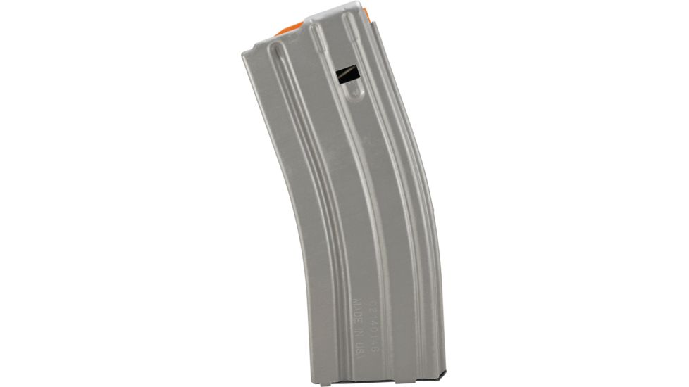 Duramag Aluminum Magazine Crimped From 30 Round to 10 Round, SS Spring CPD Plate, 5.56mm/.223/300BLK, 10RD, Mil-Spec, Anodize, Grey/Orange, 3023002178CPDL10-10RD